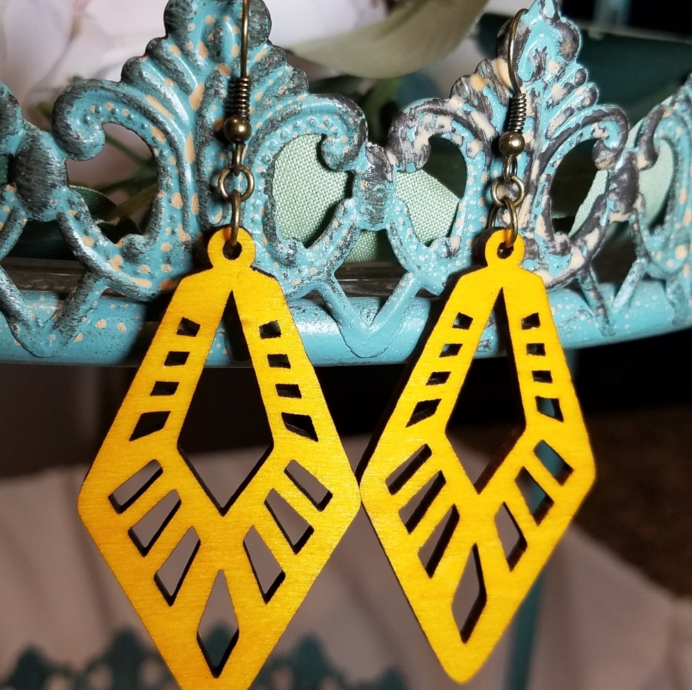 Yellow Chandelier Boho Dangle Earrings